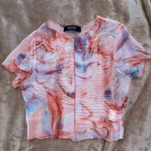 AKIRA Multi Colored Mesh Top -- Size Small